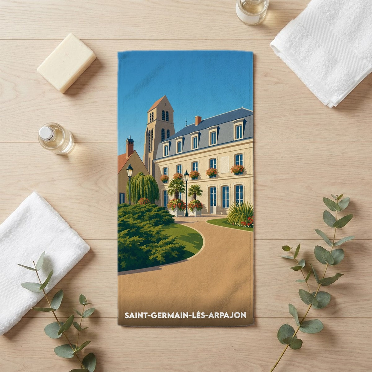 Serviette de bain 30 cm x 60 cm souvenir de Saint-Germain-lès-Arpajon
