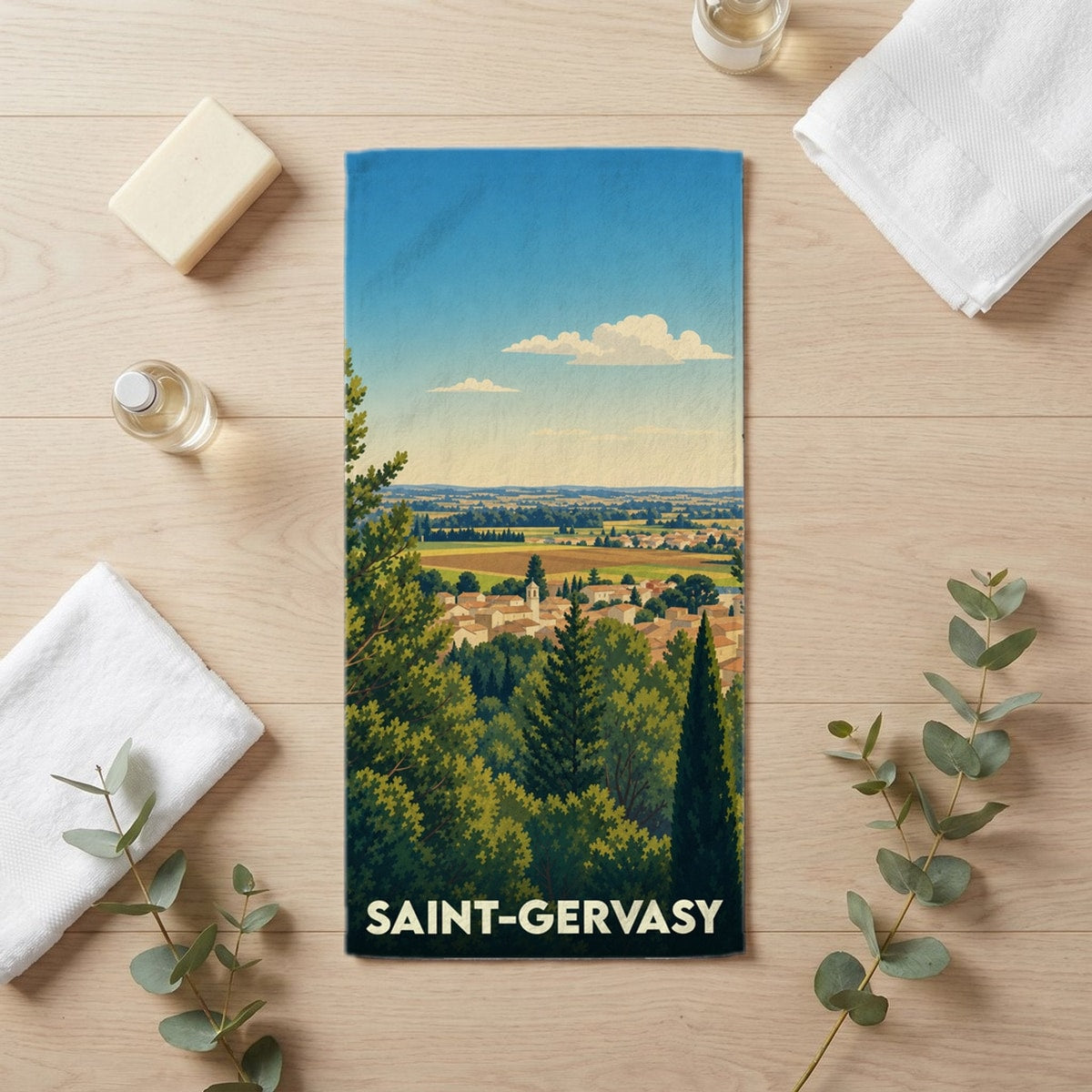 Serviette de bain 30 cm x 60 cm souvenir de Saint-Gervasy
