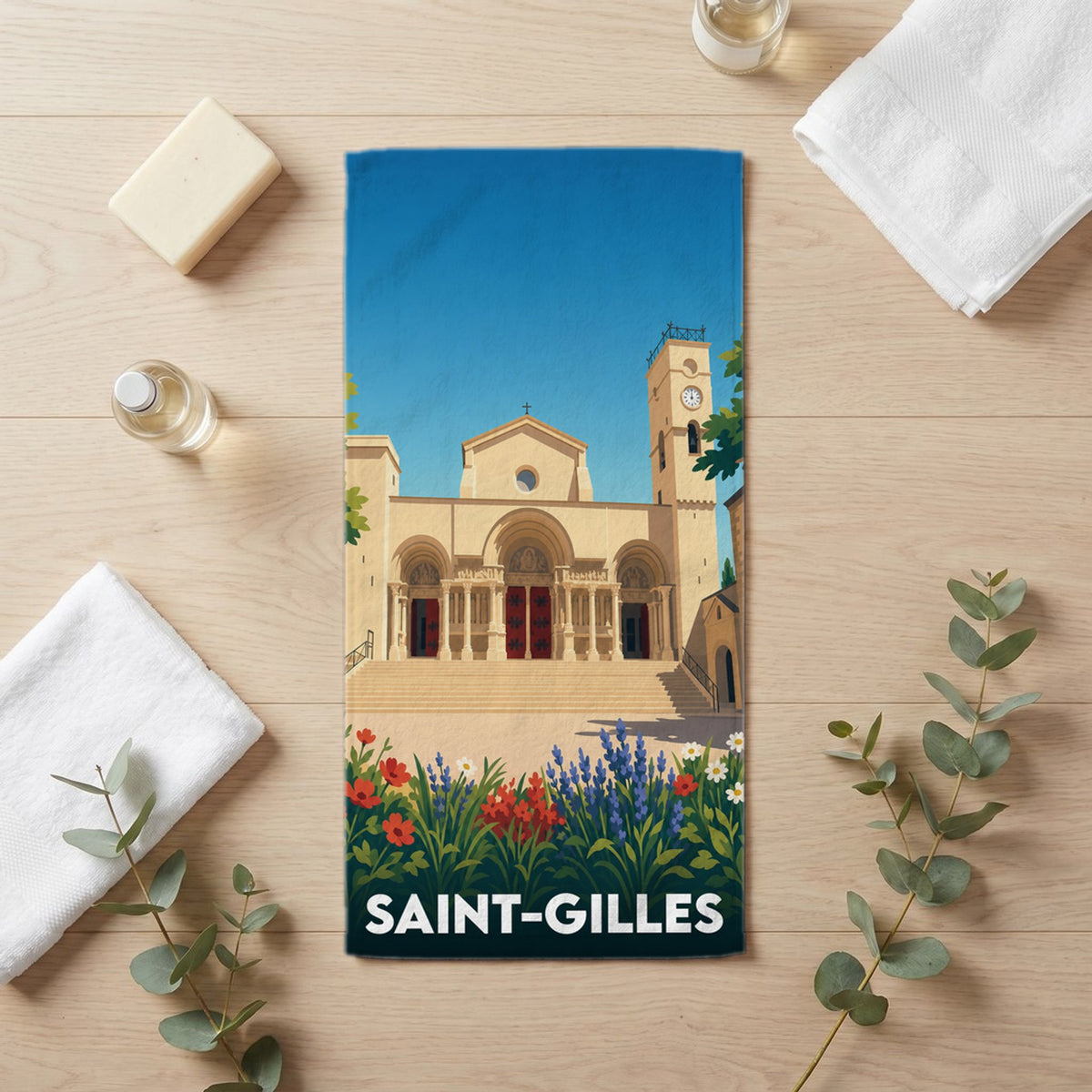 Serviette de bain 30 cm x 60 cm souvenir de Saint-Gilles