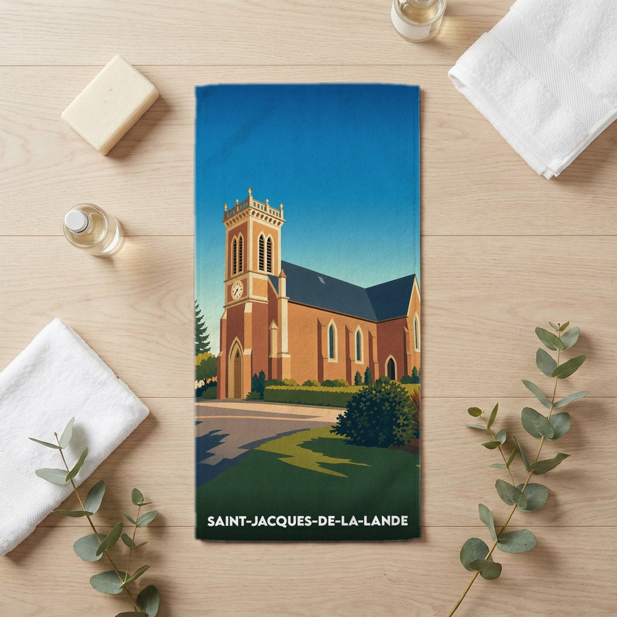 Serviette de bain 30 cm x 60 cm souvenir de Saint-Jacques-de-la-Lande