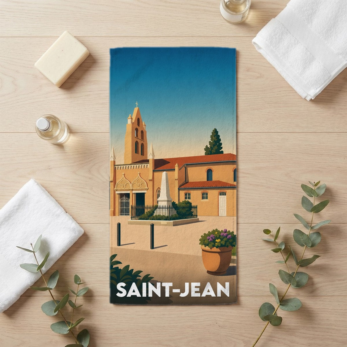 Serviette de bain 30 cm x 60 cm souvenir de Saint-Jean