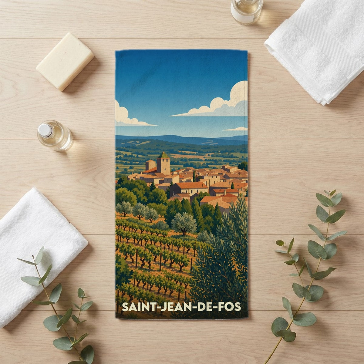 Serviette de bain 30 cm x 60 cm souvenir de Saint-Jean-de-Fos