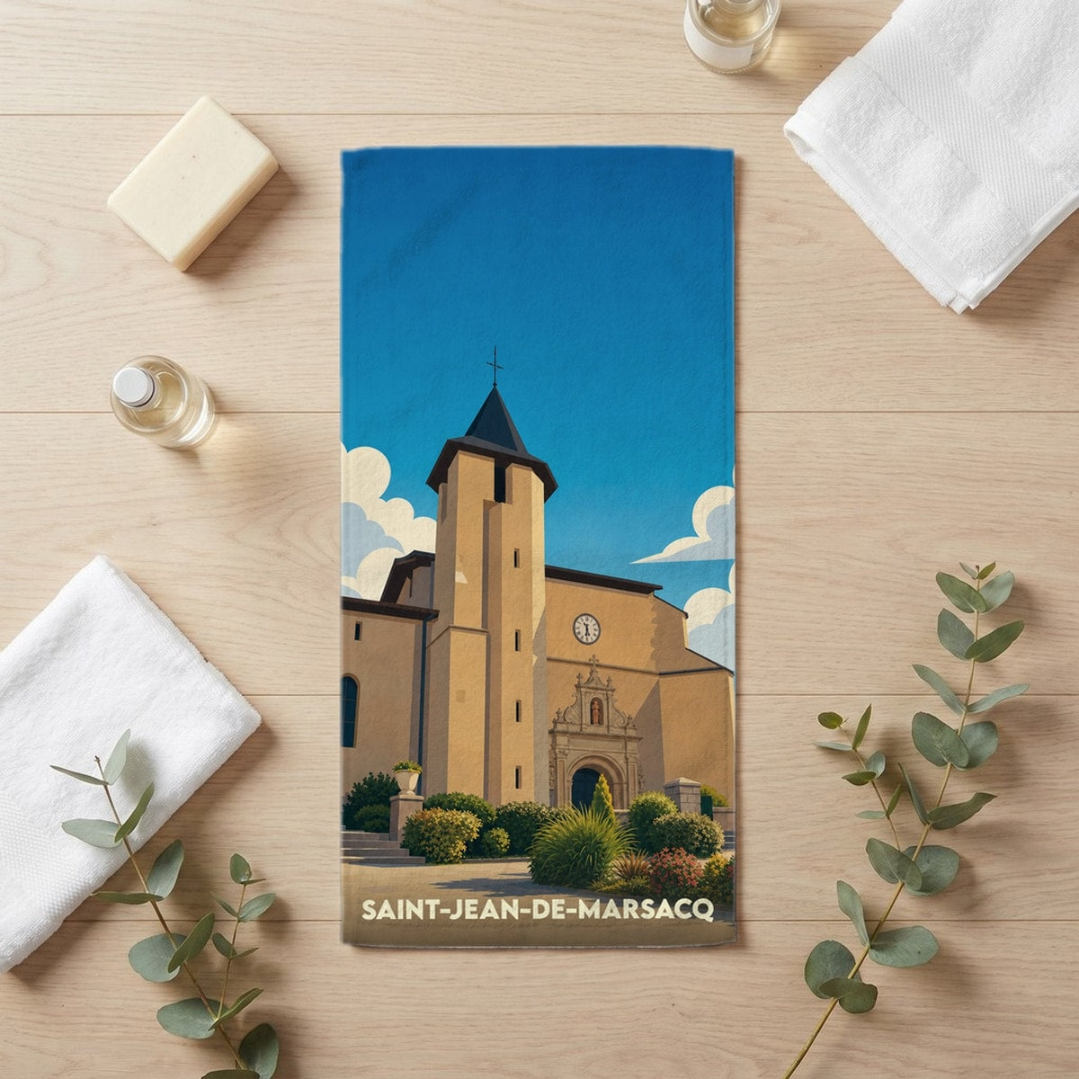 Serviette de bain 30 cm x 60 cm souvenir de Saint-Jean-de-Marsacq