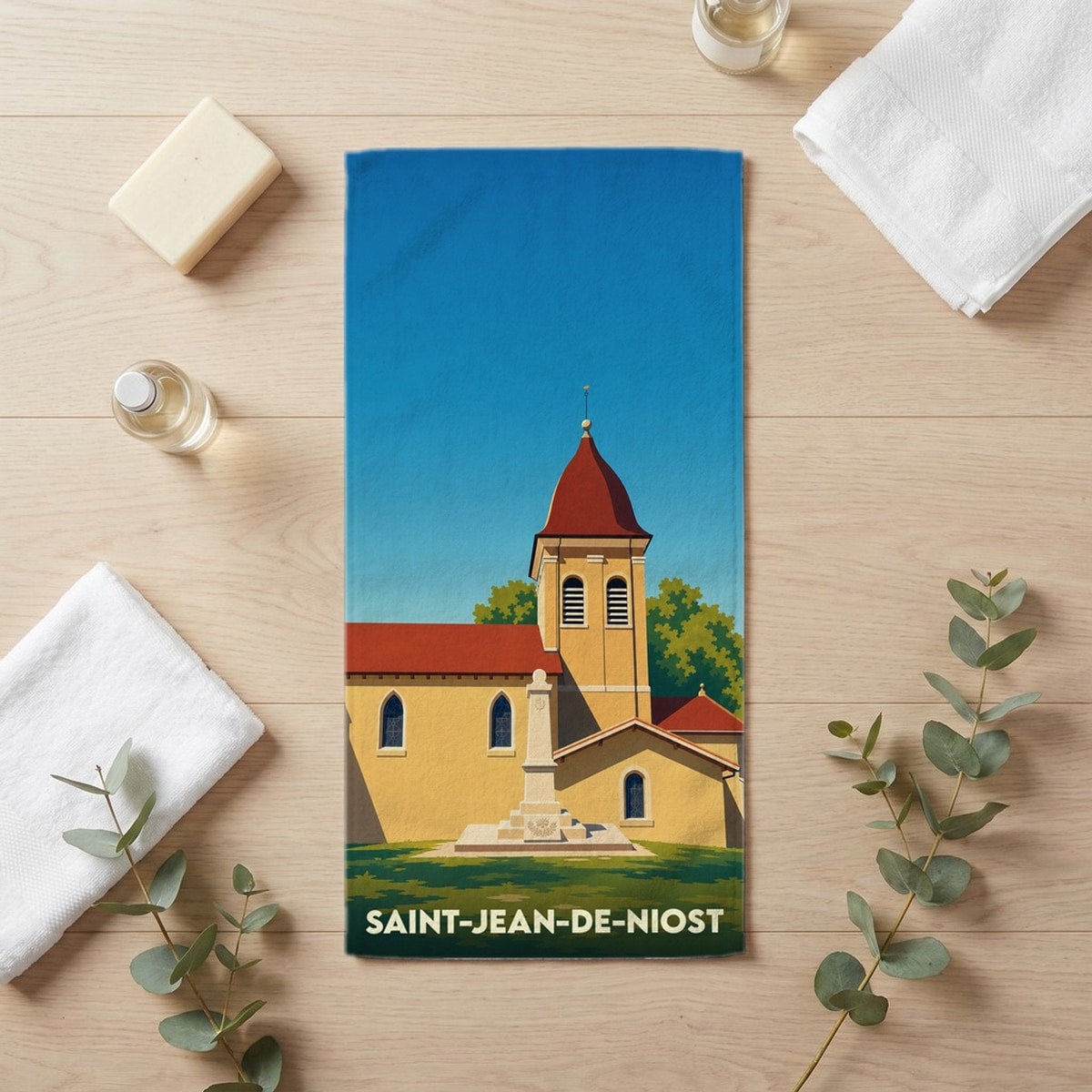 Serviette de bain 30 cm x 60 cm souvenir de Saint-Jean-de-Niost