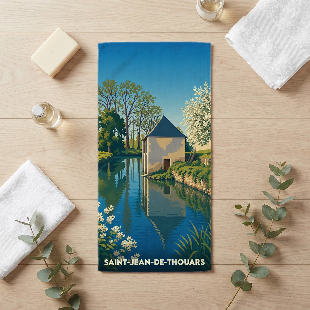 Serviette de bain 30 cm x 60 cm souvenir de Saint-Jean-de-Thouars
