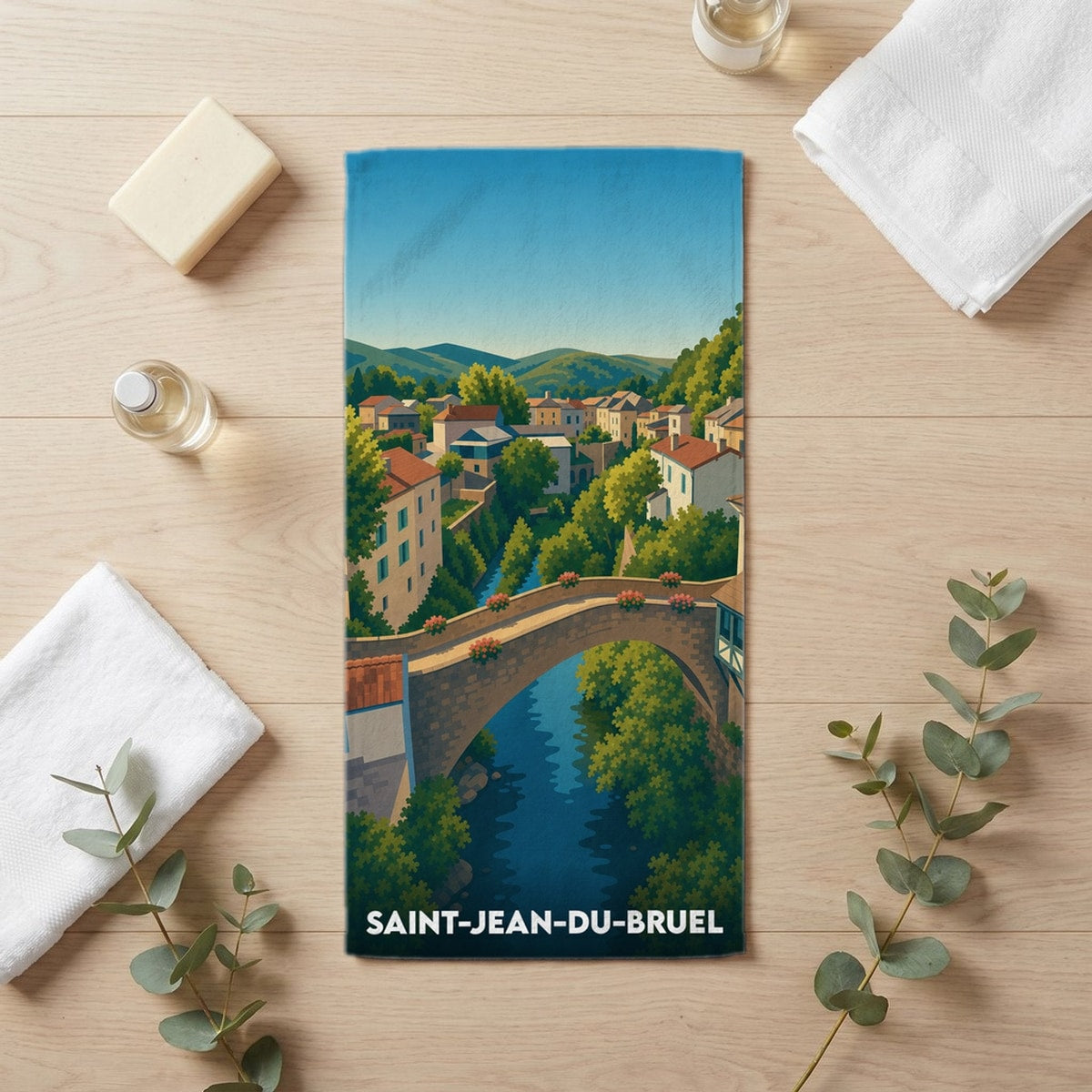 Serviette de bain 30 cm x 60 cm souvenir de Saint-Jean-du-Bruel
