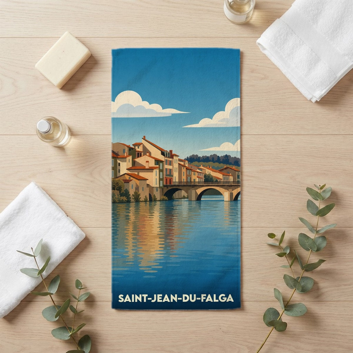 Serviette de bain 30 cm x 60 cm souvenir de Saint-Jean-du-Falga