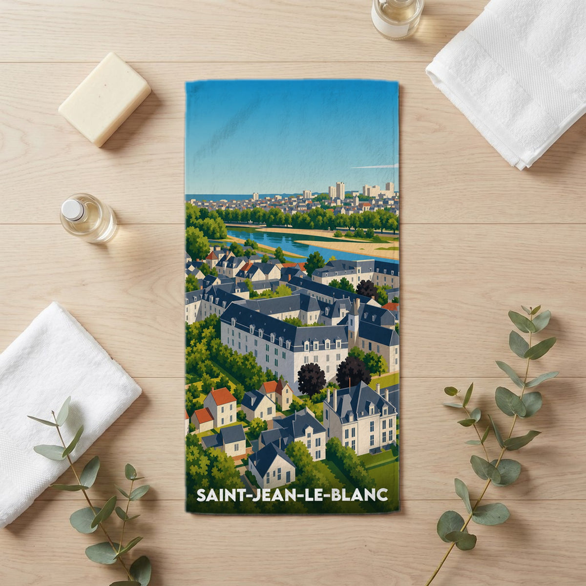 Serviette de bain 30 cm x 60 cm souvenir de Saint-Jean-le-Blanc