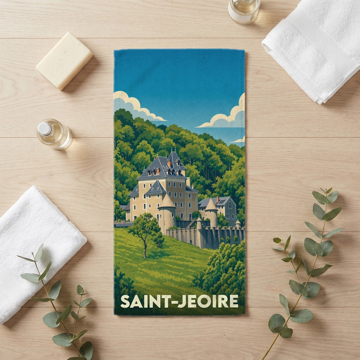 Serviette de bain 30 cm x 60 cm souvenir de Saint-Jeoire