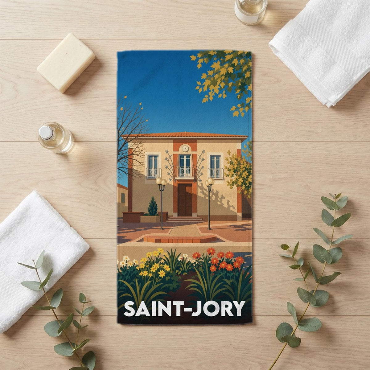 Serviette de bain 30 cm x 60 cm souvenir de Saint-Jory