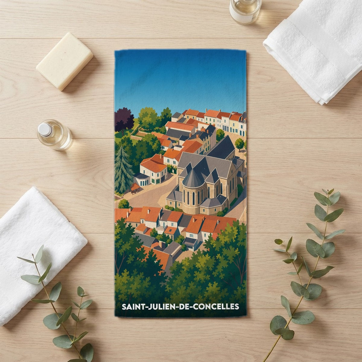 Serviette de bain 30 cm x 60 cm souvenir de Saint-Julien-de-Concelles