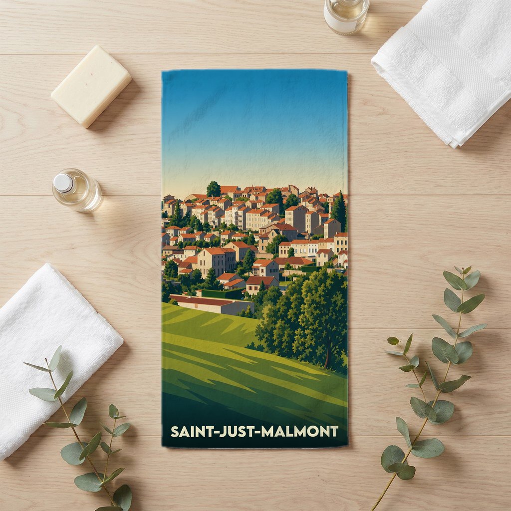 Serviette de bain 30 cm x 60 cm souvenir de Saint-Just-Malmont
