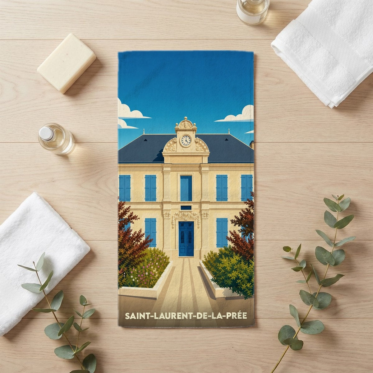 Serviette de bain 30 cm x 60 cm souvenir de Saint-Laurent-de-la-Prée