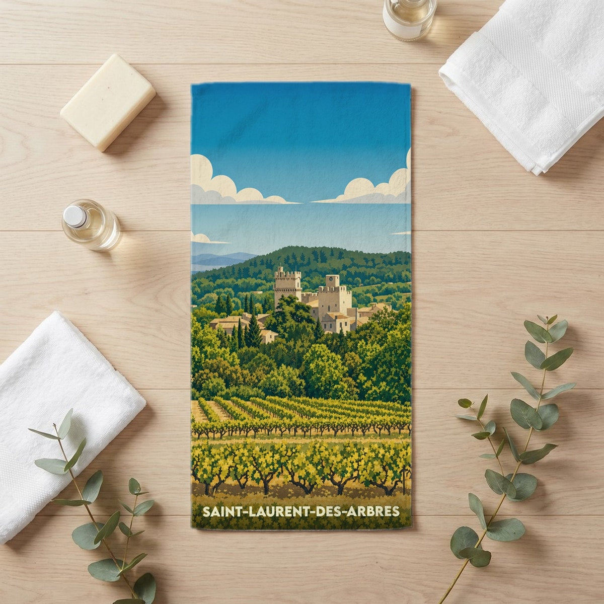 Serviette de bain 30 cm x 60 cm souvenir de Saint-Laurent-des-Arbres