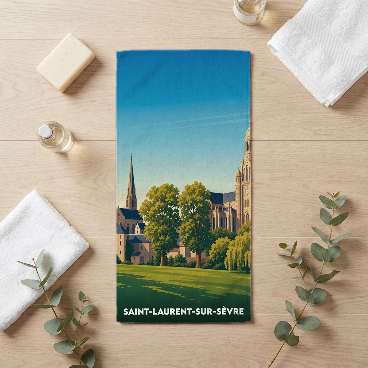 Serviette de bain 30 cm x 60 cm souvenir de Saint-Laurent-sur-Sèvre