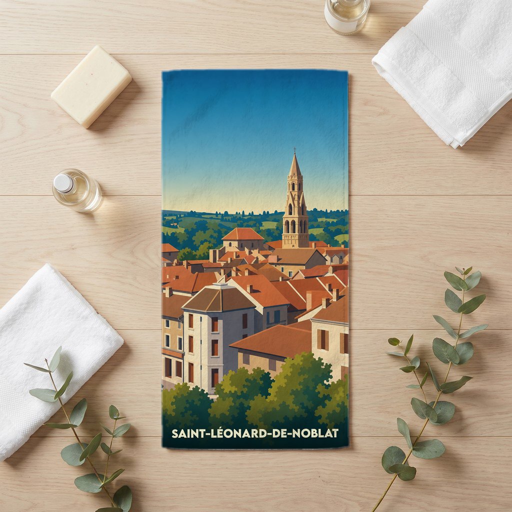 Serviette de bain 30 cm x 60 cm souvenir de Saint-Léonard-de-Noblat