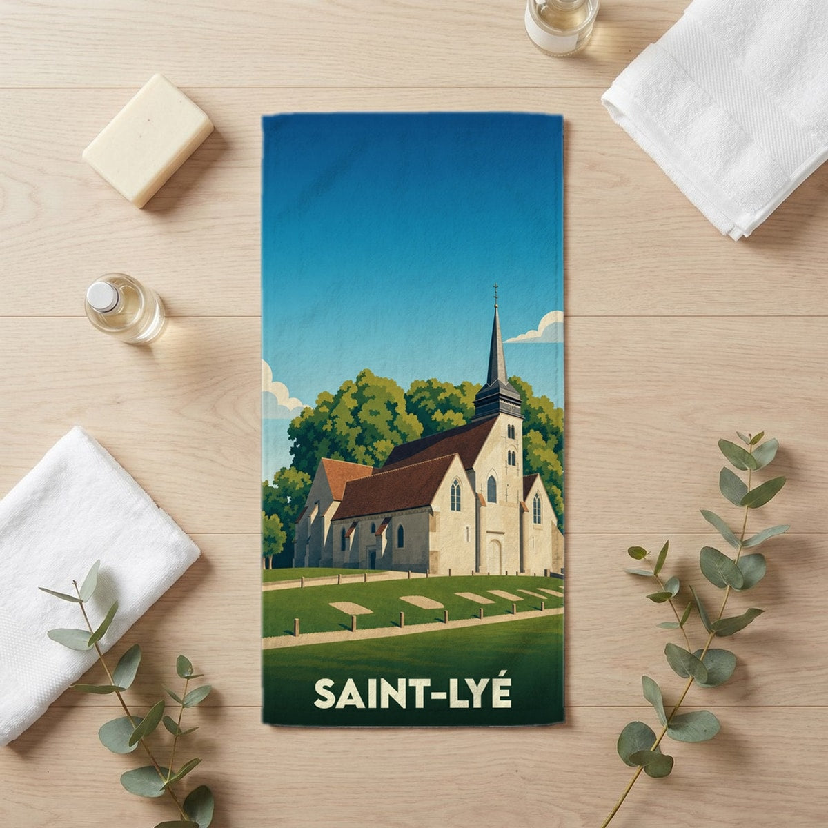Serviette de bain 30 cm x 60 cm souvenir de Saint-Lyé