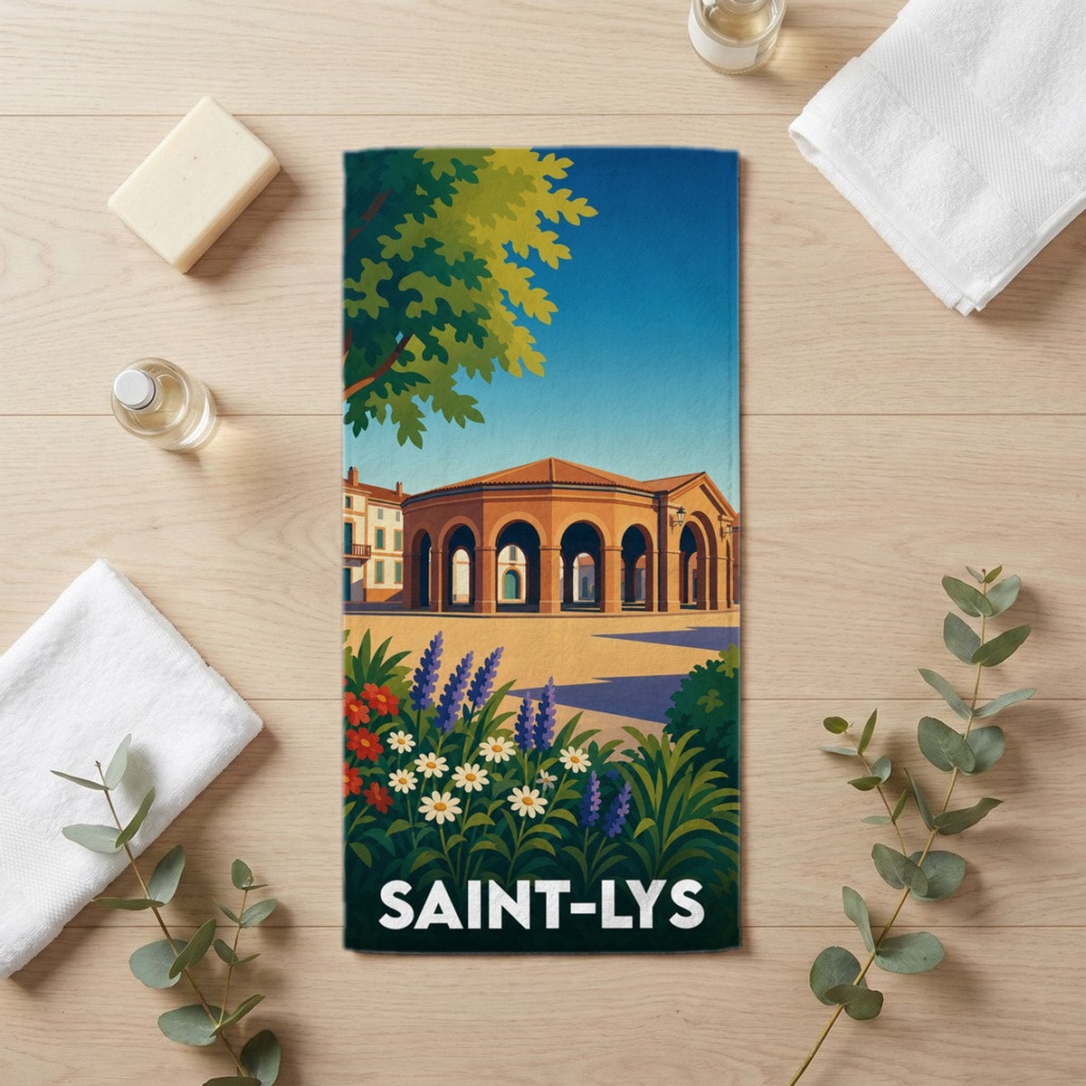Serviette de bain 30 cm x 60 cm souvenir de Saint-Lys