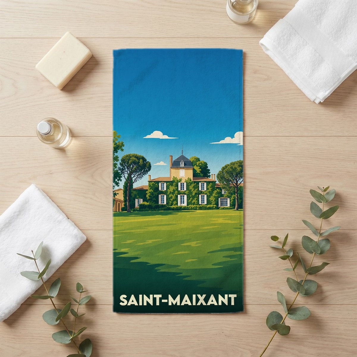 Serviette de bain 30 cm x 60 cm souvenir de Saint-Maixant