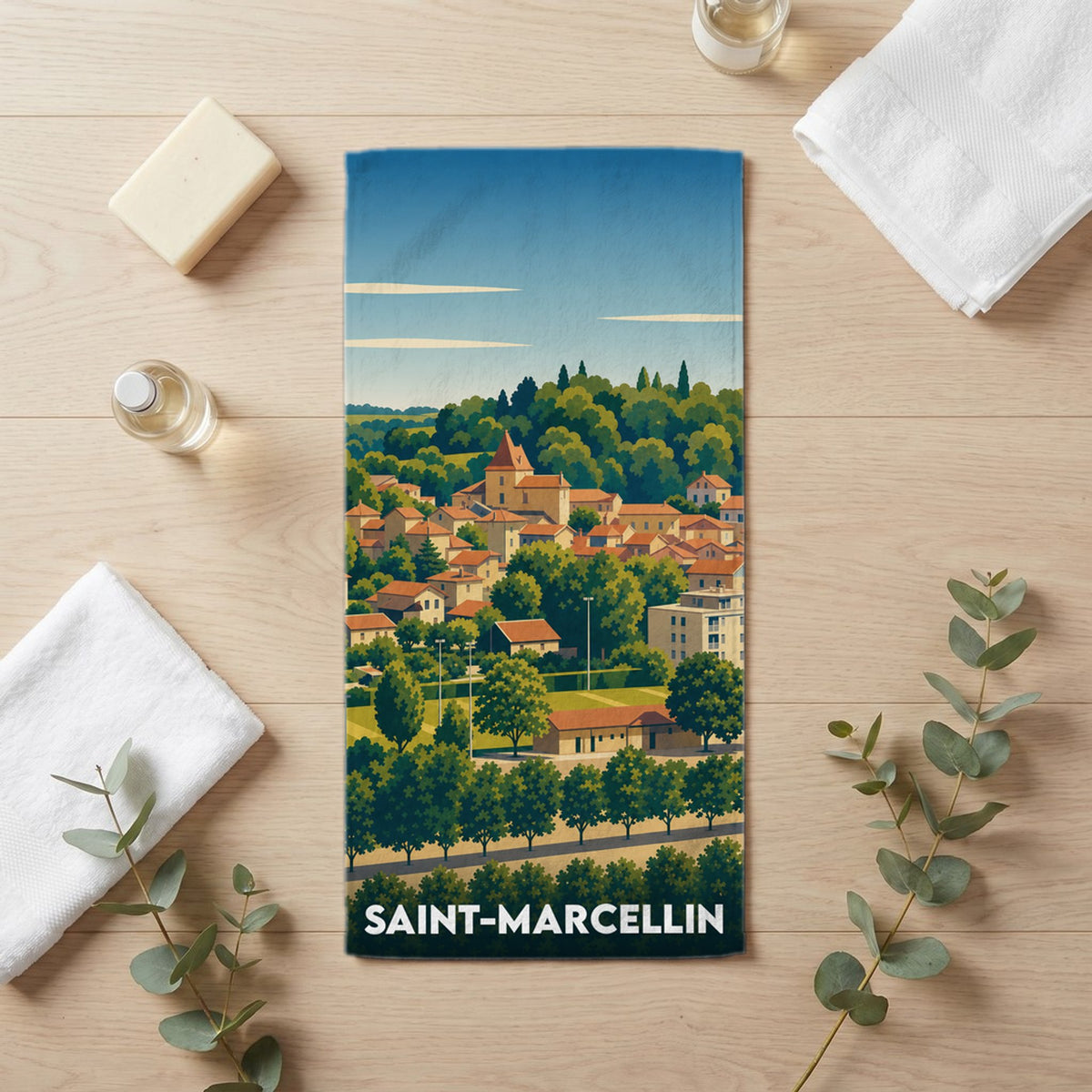 Serviette de bain 30 cm x 60 cm souvenir de Saint-Marcellin