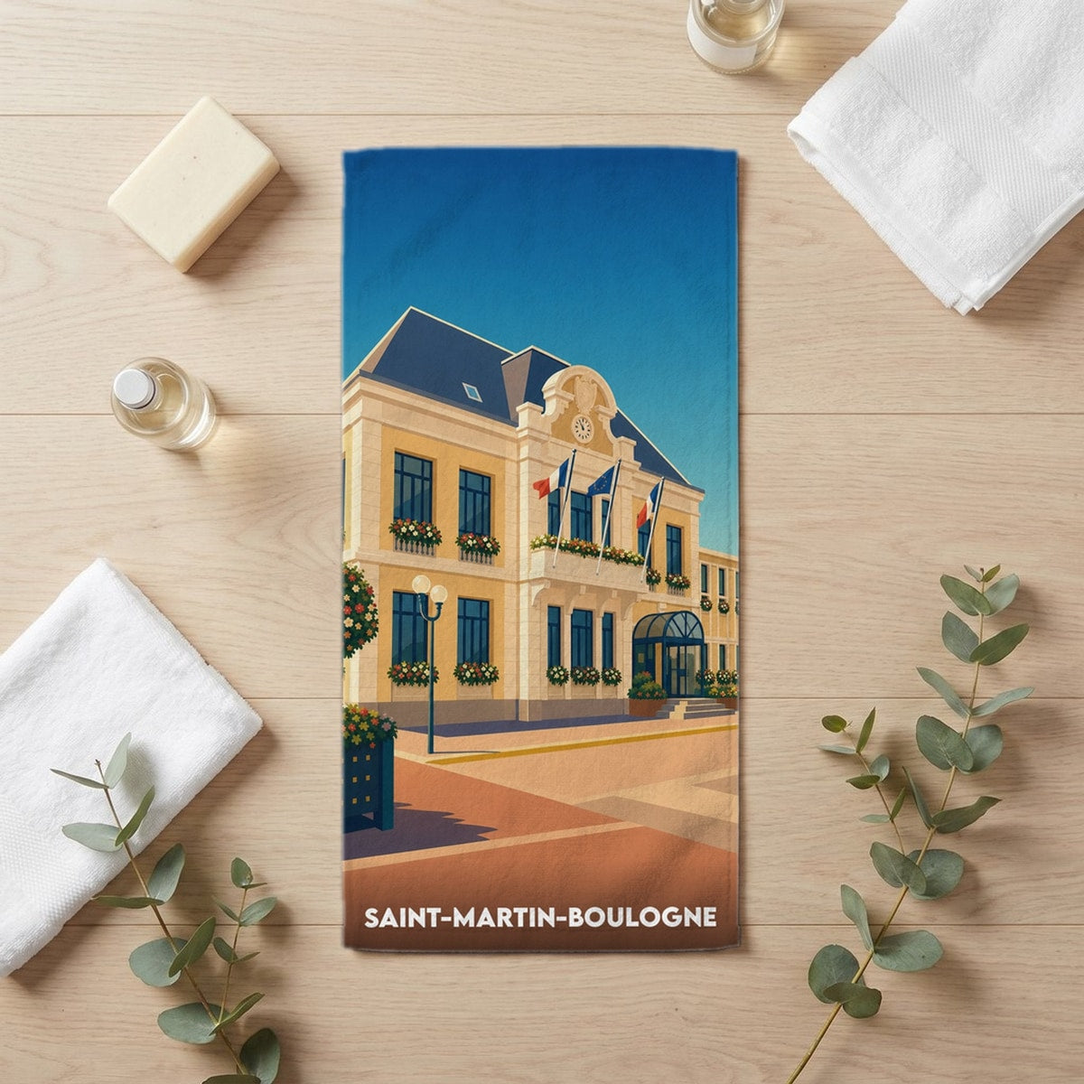 Serviette de bain 30 cm x 60 cm souvenir de Saint-Martin-Boulogne