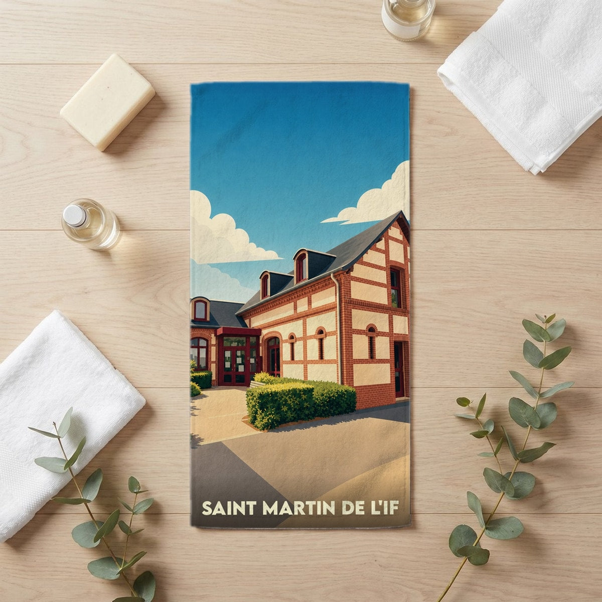 Serviette de bain 30 cm x 60 cm souvenir de Saint Martin de l'If