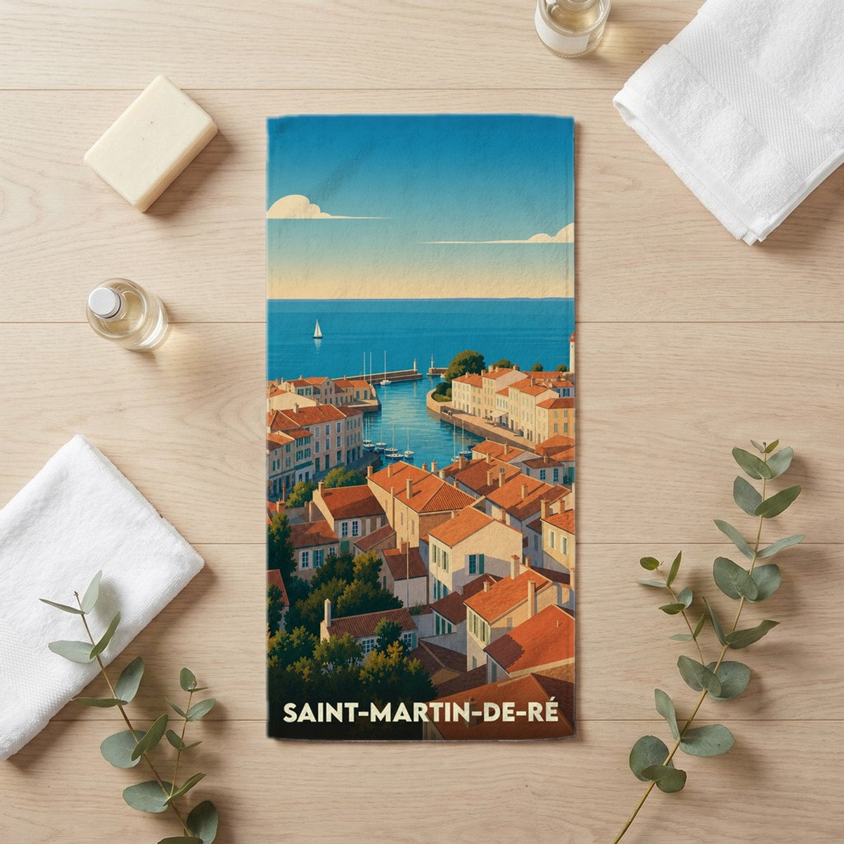 Serviette de bain 30 cm x 60 cm souvenir de Saint-Martin-de-Ré