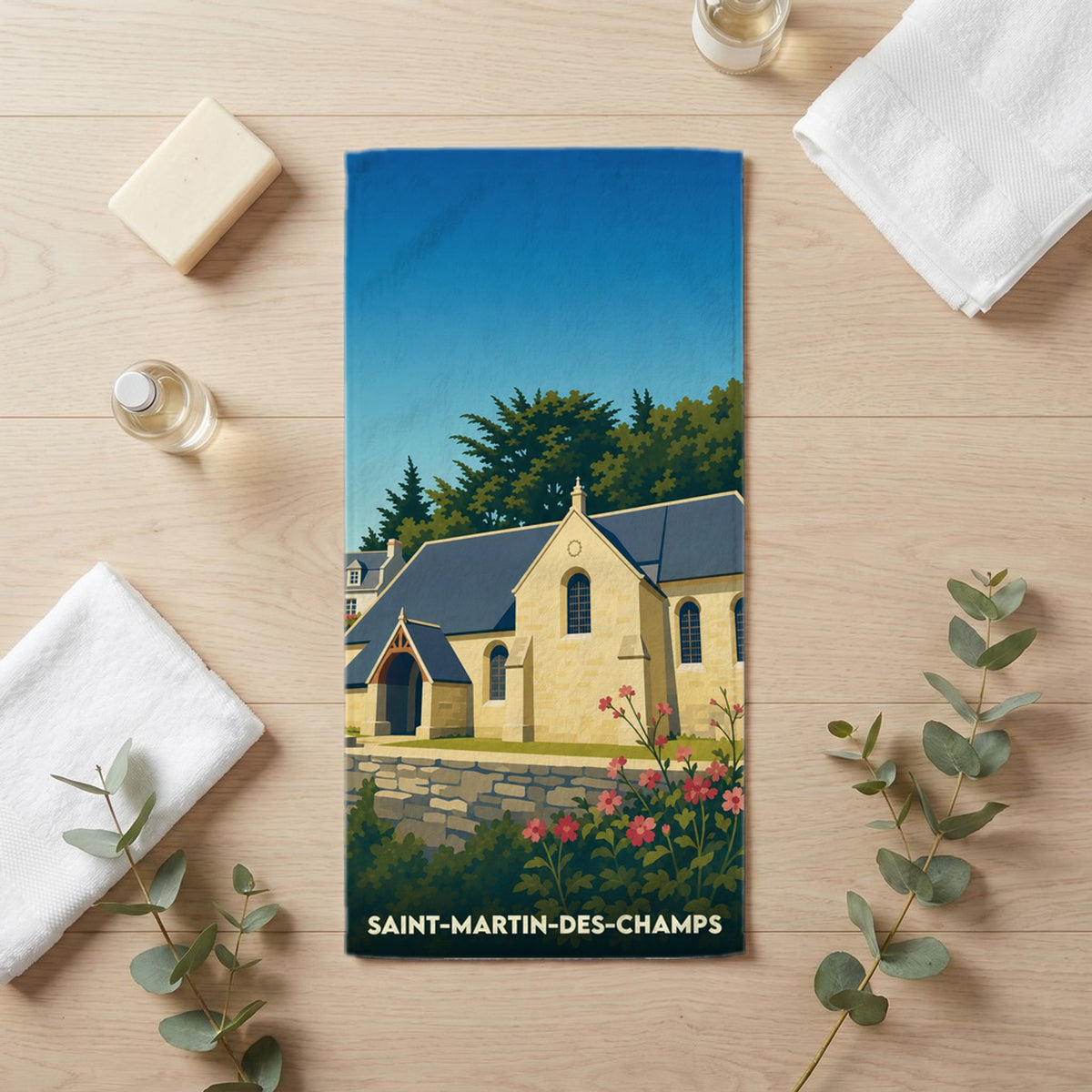 Serviette de bain 30 cm x 60 cm souvenir de Saint-Martin-des-Champs