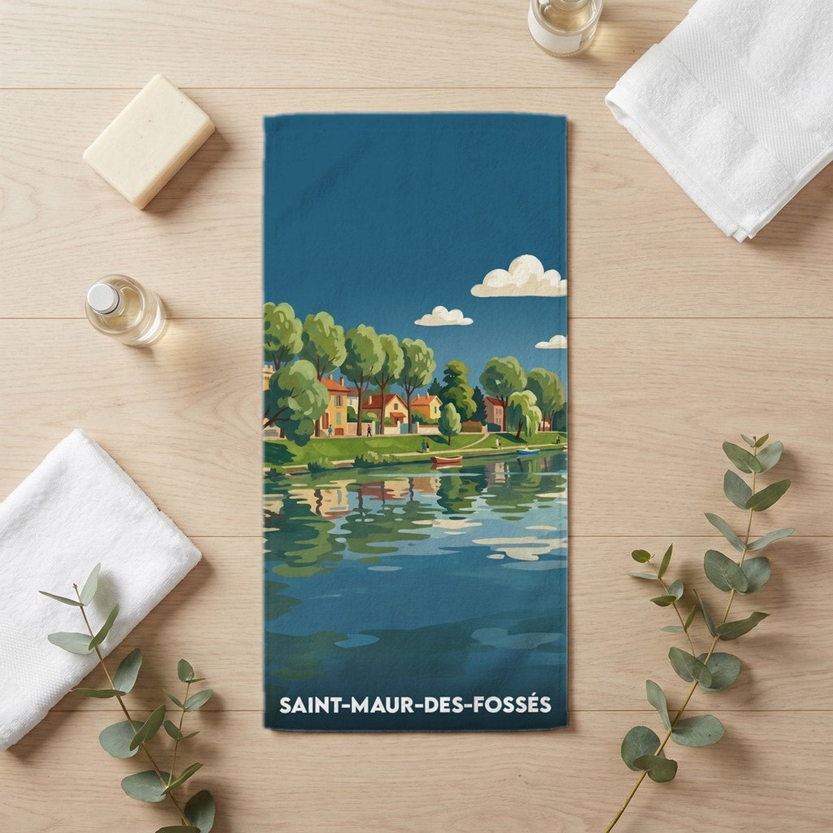 Serviette de bain 30 cm x 60 cm souvenir de Saint-Maur-des-Fossés