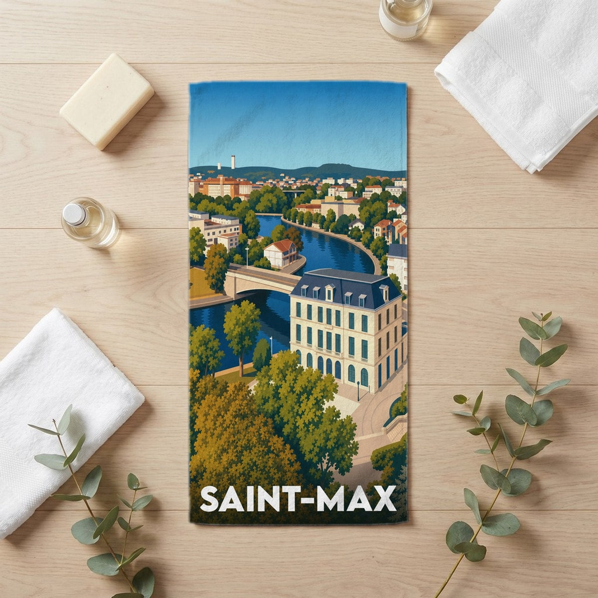 Serviette de bain 30 cm x 60 cm souvenir de Saint-Max