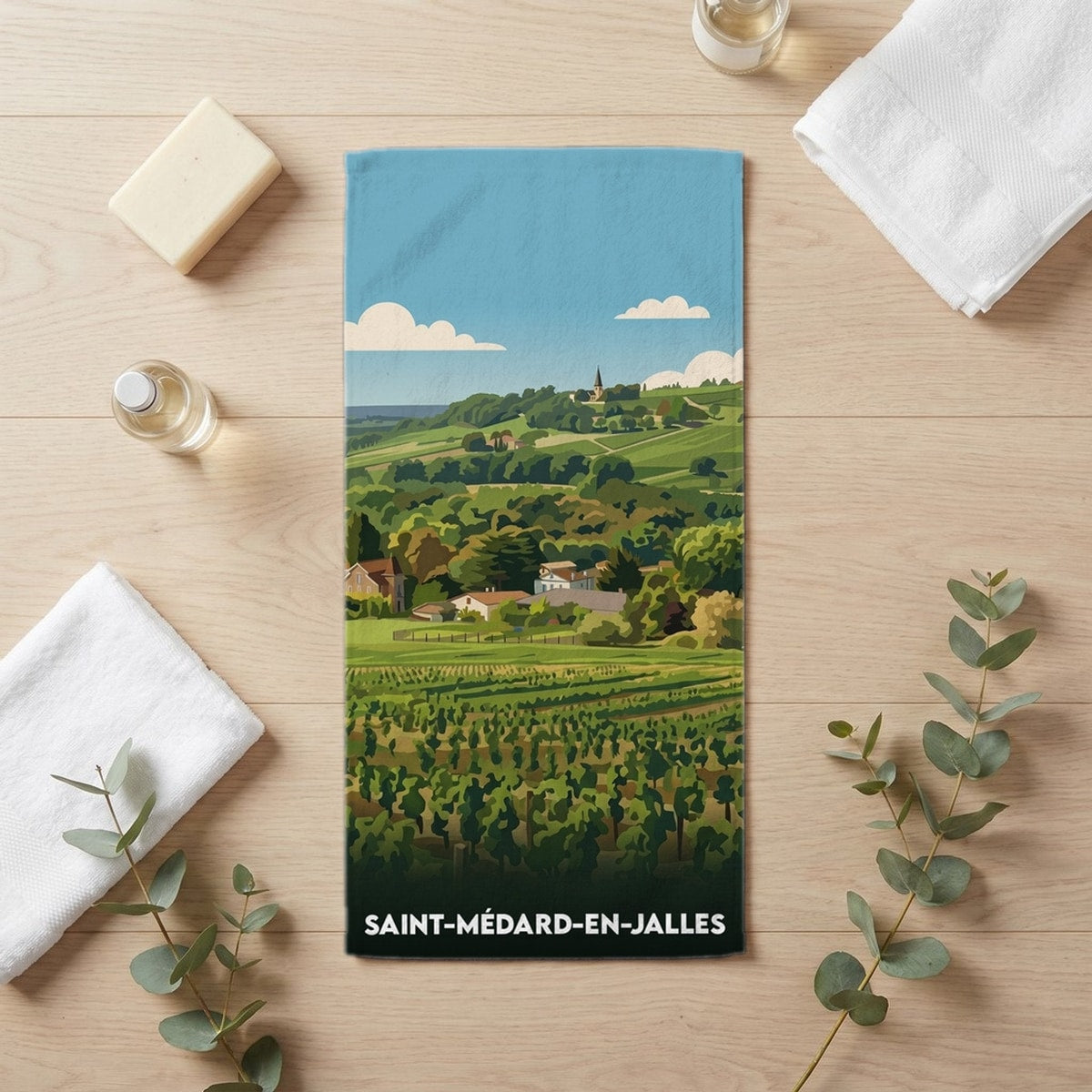 Serviette de bain 30 cm x 60 cm souvenir de Saint-Médard-en-Jalles