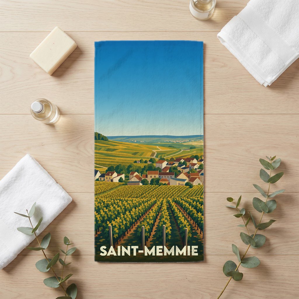 Serviette de bain 30 cm x 60 cm souvenir de Saint-Memmie