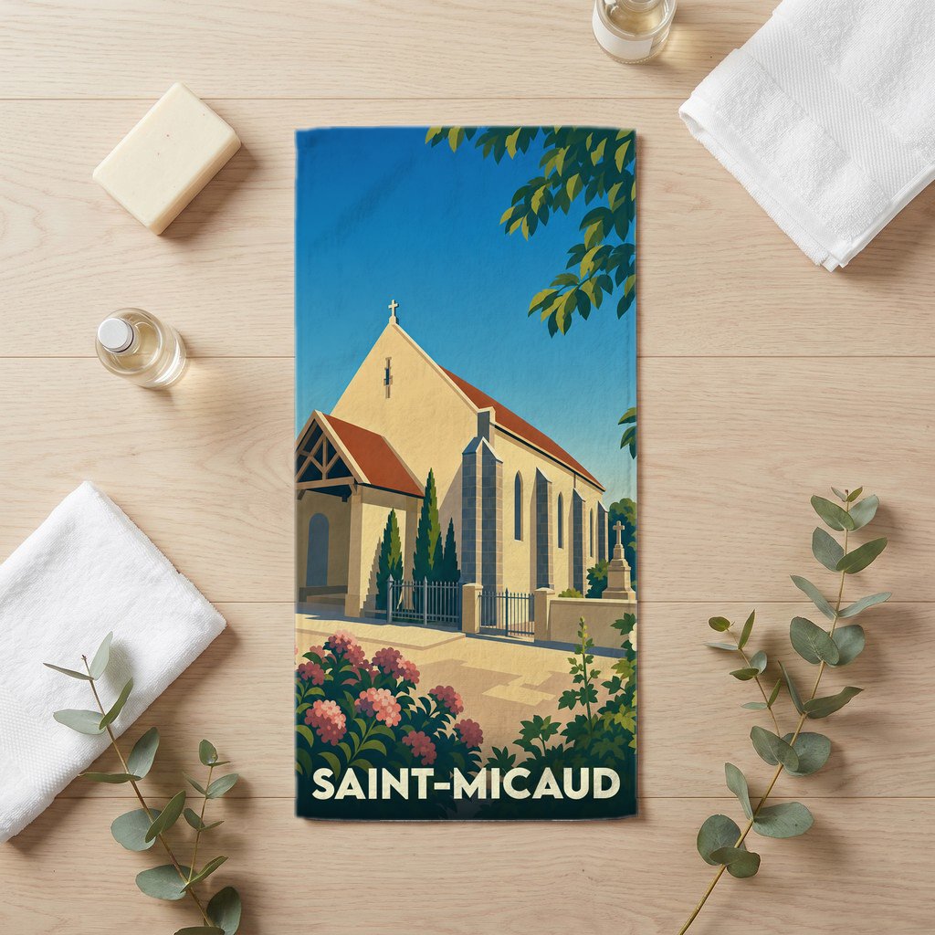 Serviette de bain 30 cm x 60 cm souvenir de Saint-Micaud
