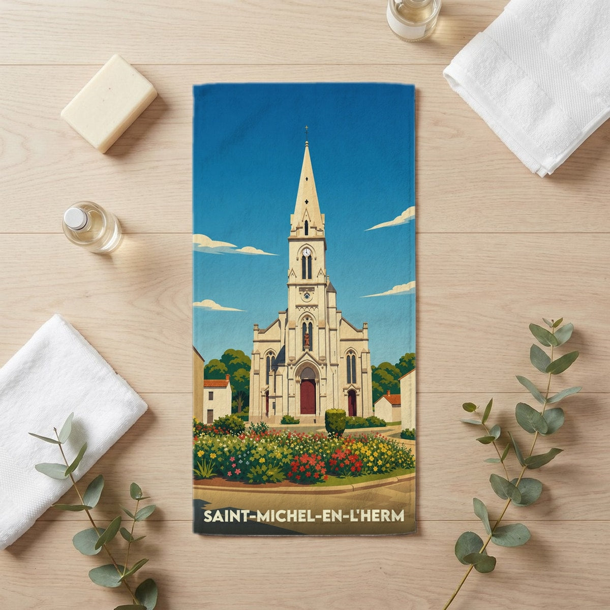 Serviette de bain 30 cm x 60 cm souvenir de Saint-Michel-en-l'Herm