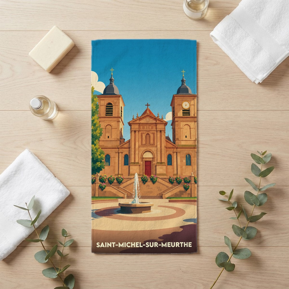 Serviette de bain 30 cm x 60 cm souvenir de Saint-Michel-sur-Meurthe