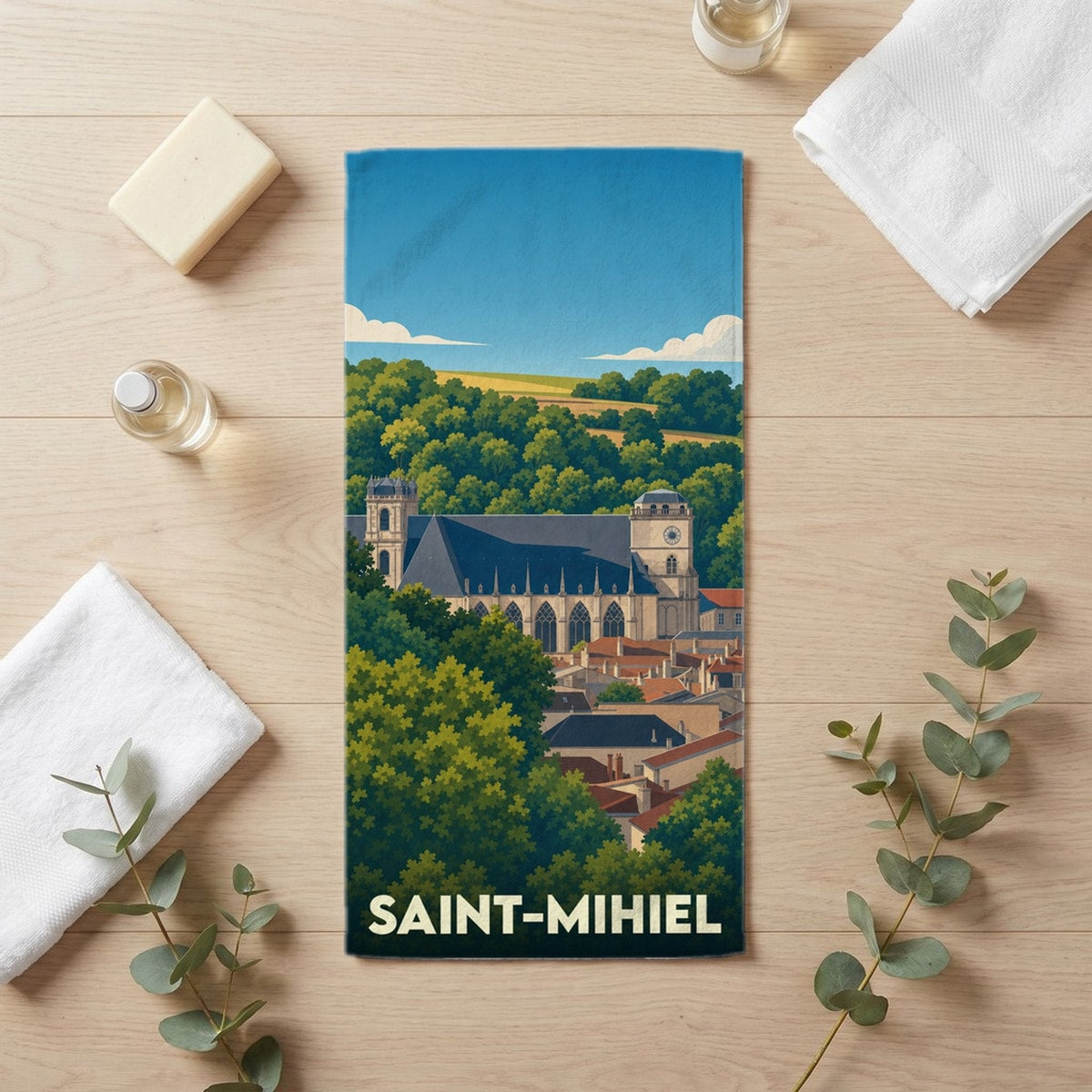 Serviette de bain 30 cm x 60 cm souvenir de Saint-Mihiel