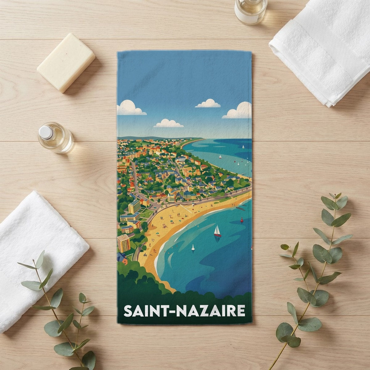 Serviette de bain 30 cm x 60 cm souvenir de Saint-Nazaire