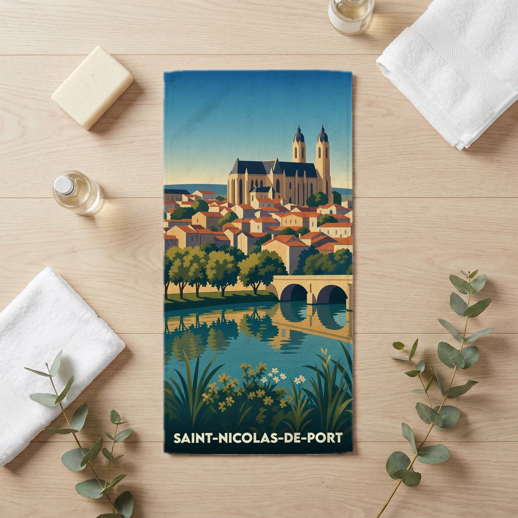 Serviette de bain 30 cm x 60 cm souvenir de Saint-Nicolas-de-Port