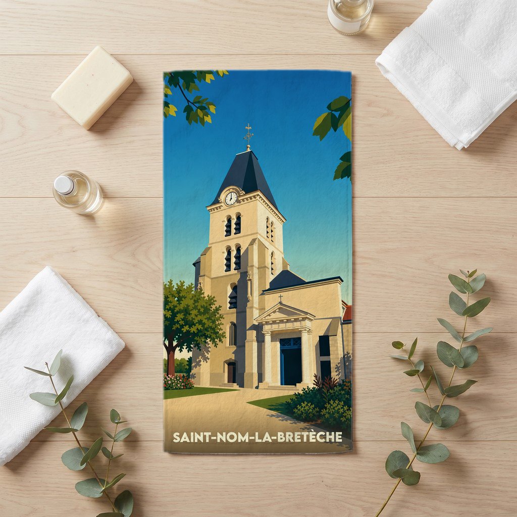 Serviette de bain 30 cm x 60 cm souvenir de Saint-Nom-la-Bretèche