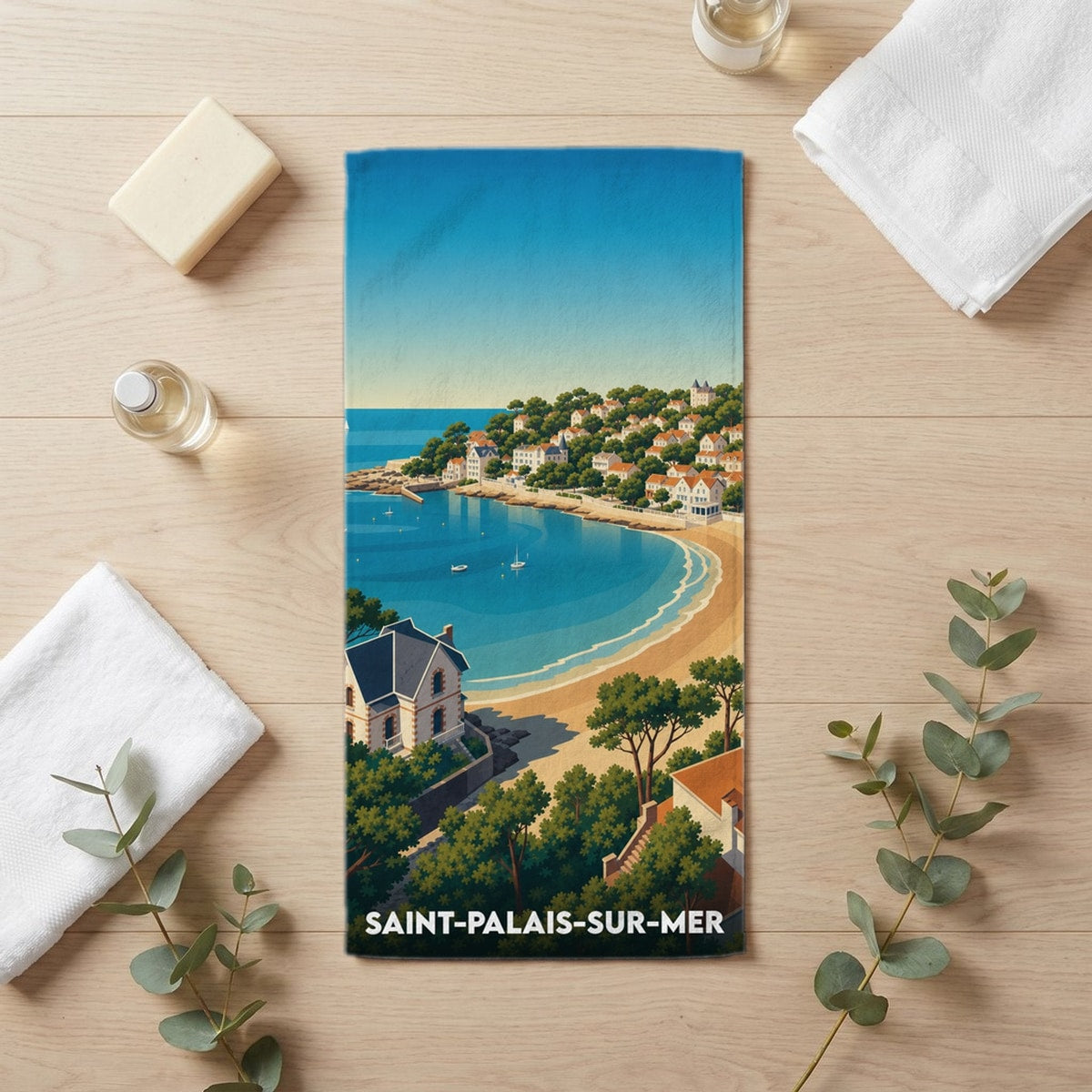 Serviette de bain 30 cm x 60 cm souvenir de Saint-Palais-sur-Mer