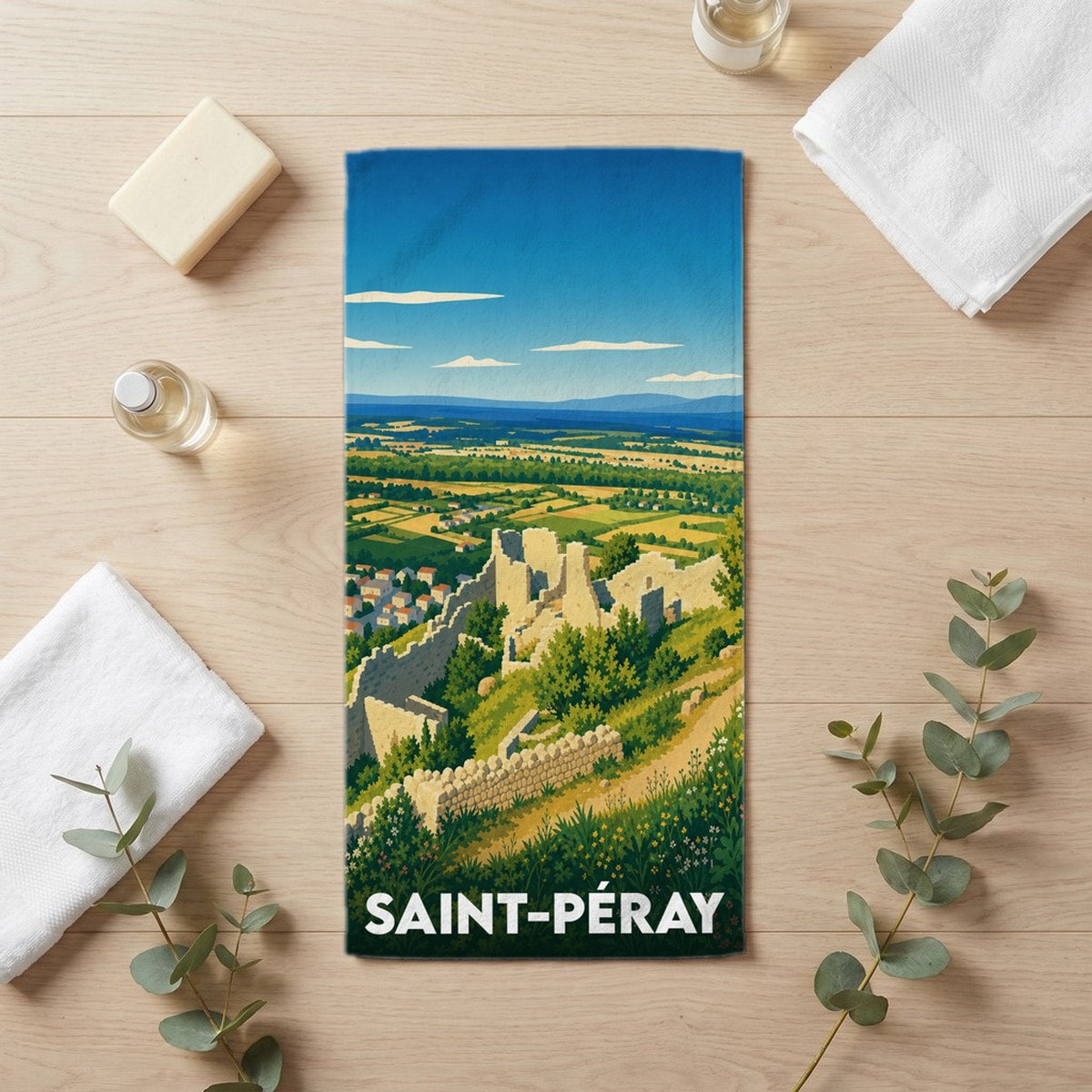 Serviette de bain 30 cm x 60 cm souvenir de Saint-Péray
