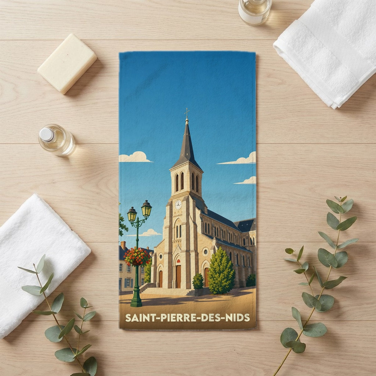 Serviette de bain 30 cm x 60 cm souvenir de Saint-Pierre-des-Nids