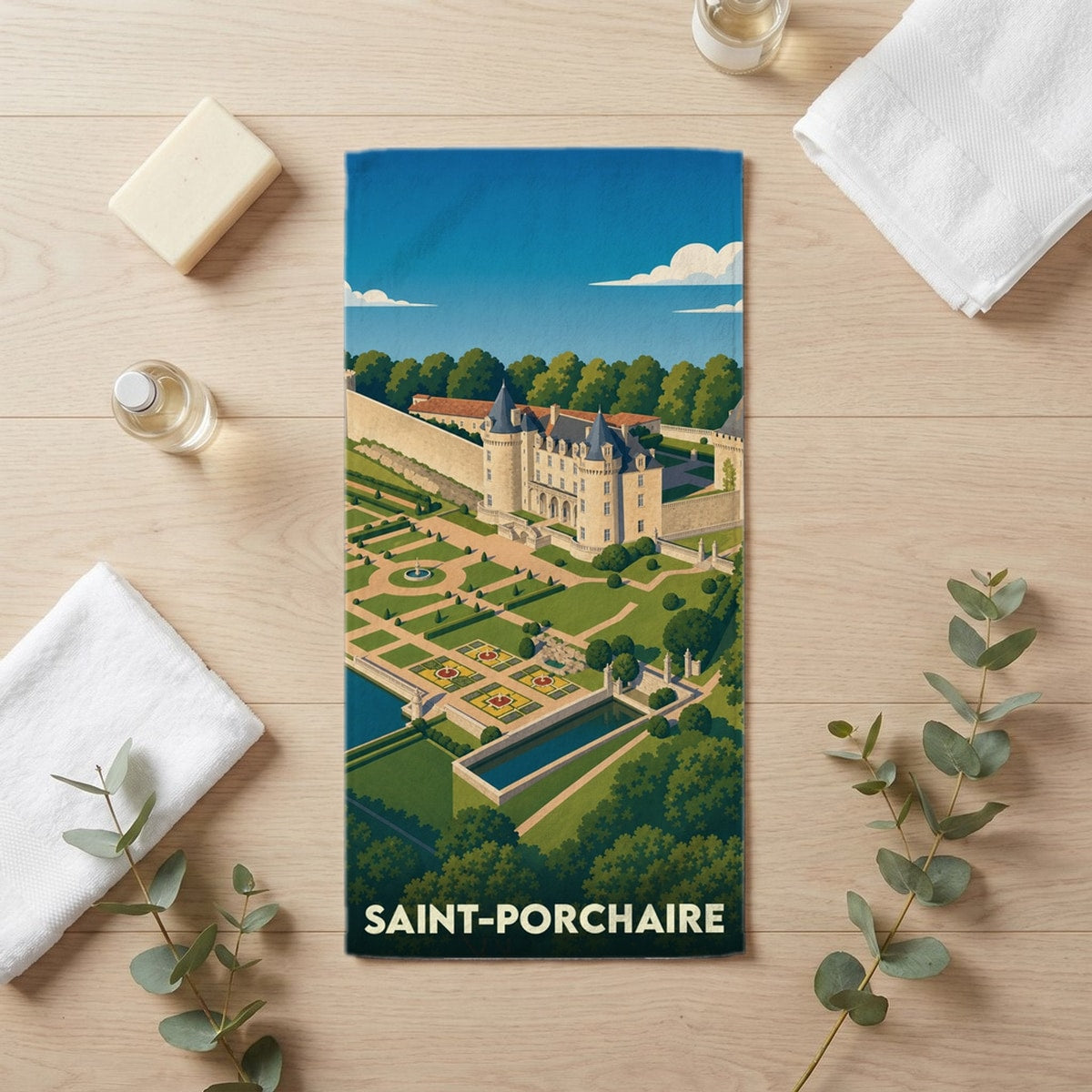 Serviette de bain 30 cm x 60 cm souvenir de Saint-Porchaire