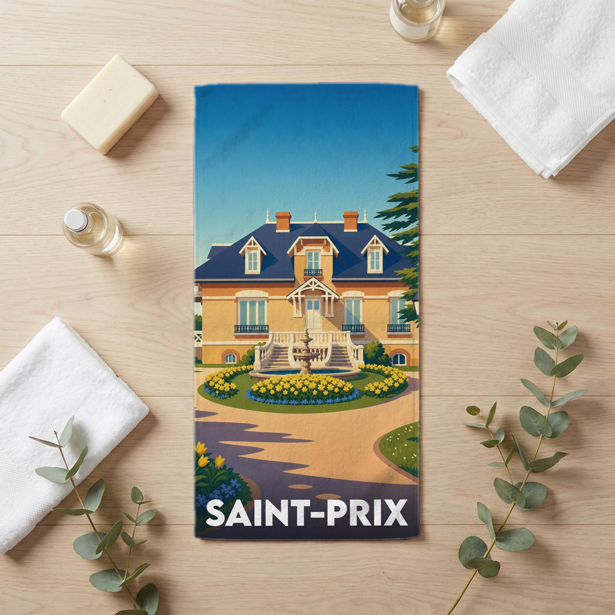 Serviette de bain 30 cm x 60 cm souvenir de Saint-Prix
