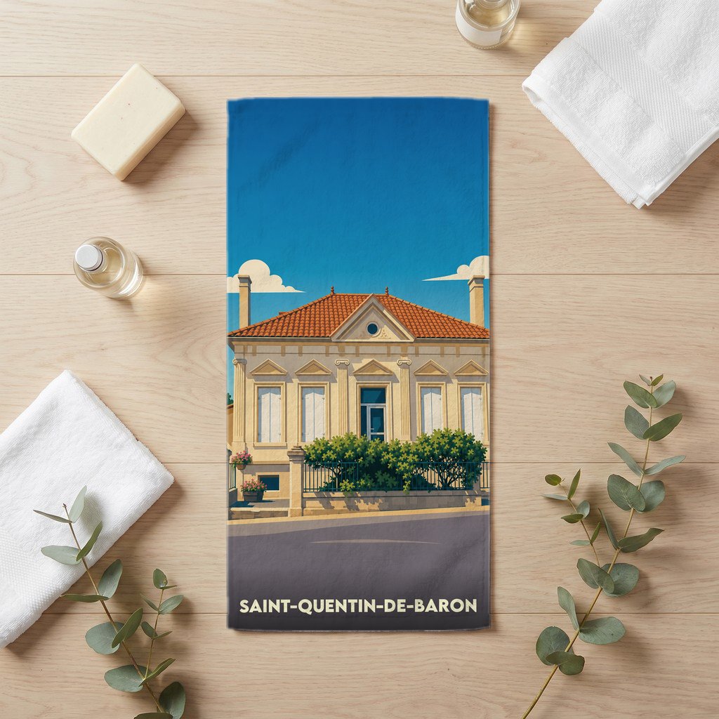 Serviette de bain 30 cm x 60 cm souvenir de Saint-Quentin-de-Baron