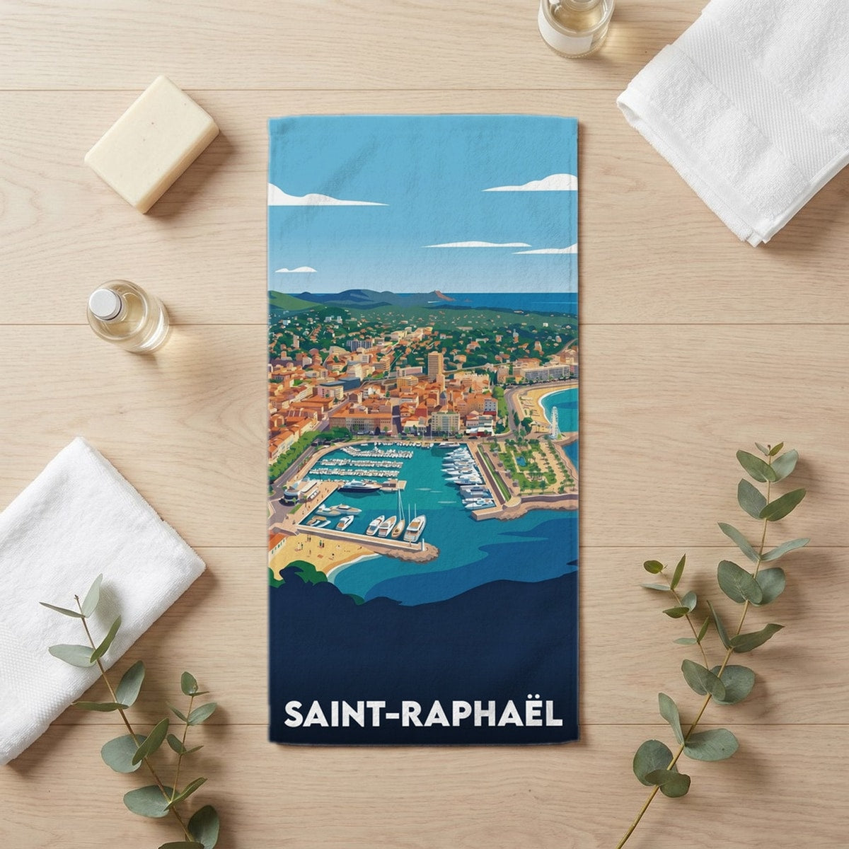 Serviette de bain 30 cm x 60 cm souvenir de Saint-Raphaël