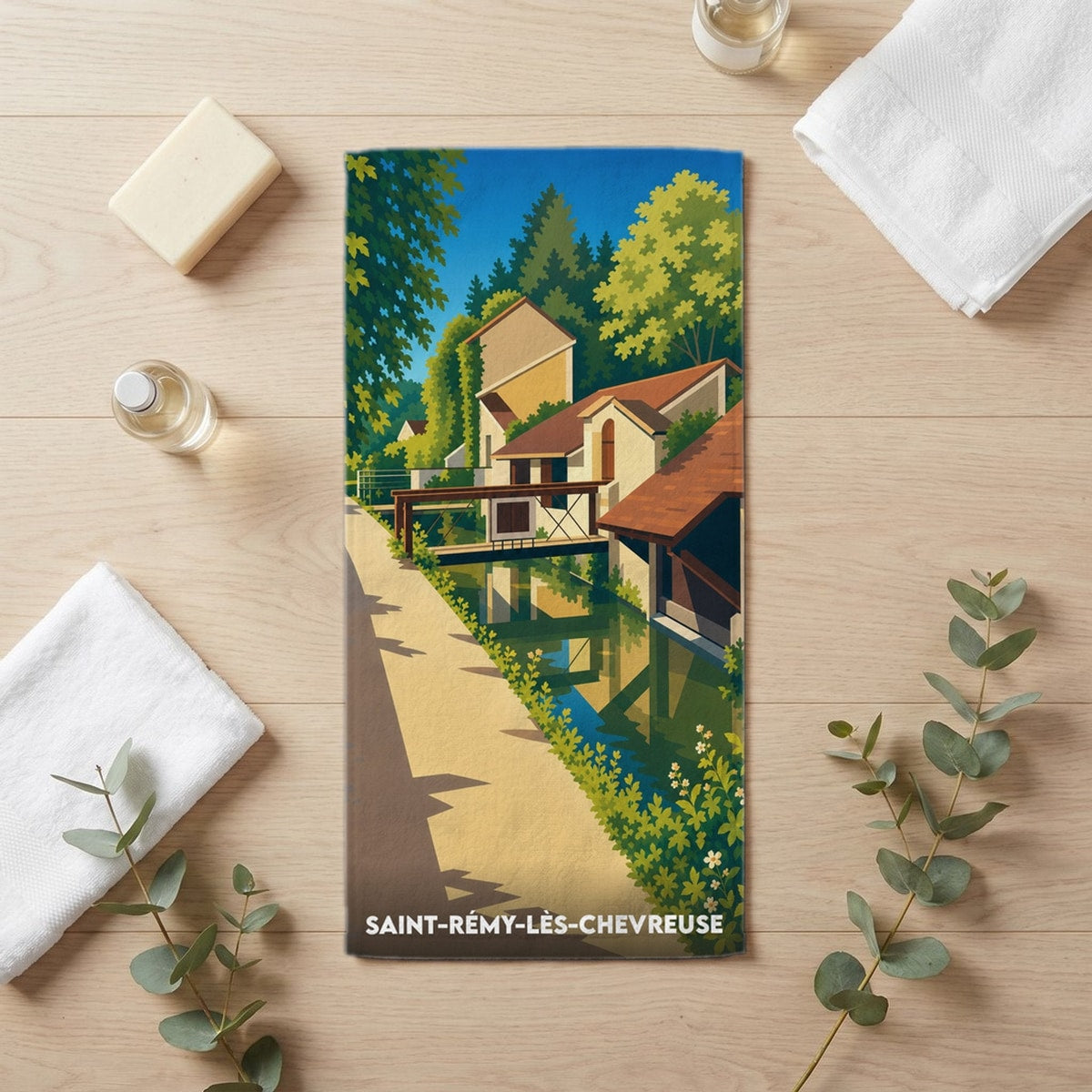Serviette de bain 30 cm x 60 cm souvenir de Saint-Rémy-lès-Chevreuse