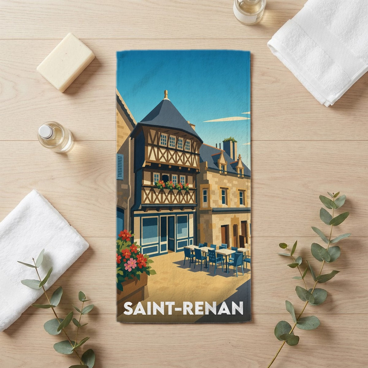 Serviette de bain 30 cm x 60 cm souvenir de Saint-Renan