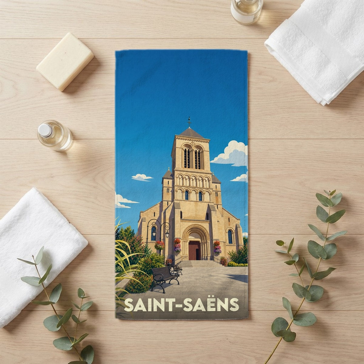Serviette de bain 30 cm x 60 cm souvenir de Saint-Saëns