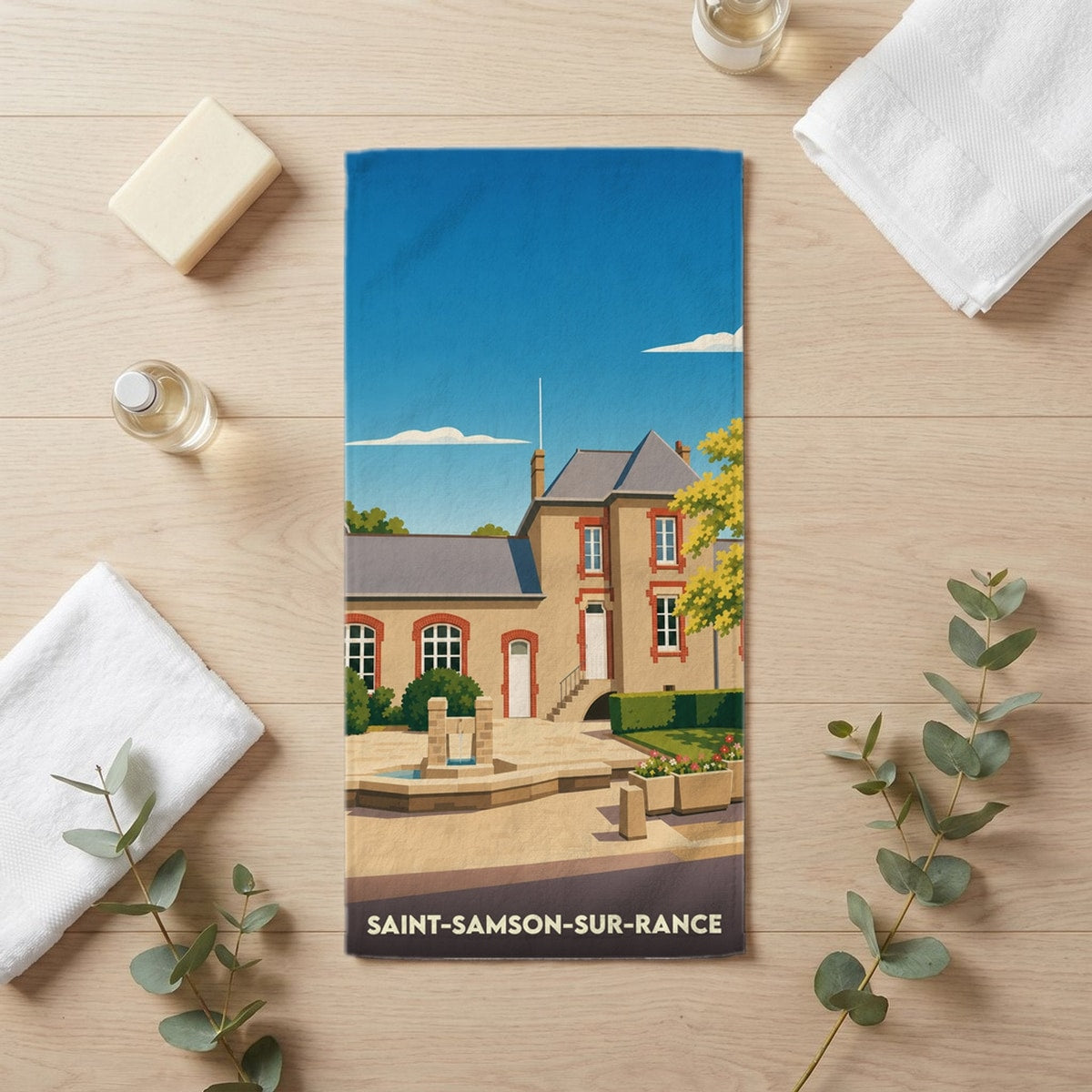 Serviette de bain 30 cm x 60 cm souvenir de Saint-Samson-sur-Rance